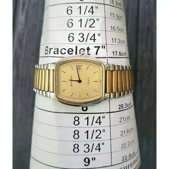 Vintage Bucherer Gold Dust Dial Mens Swiss Tank Date Watch